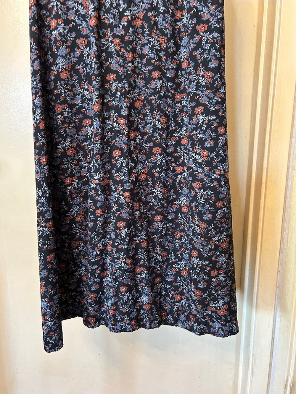 Madewell Black Floral Button-Front Midi Dress with Rust Accents size XS - Picture 11 of 13